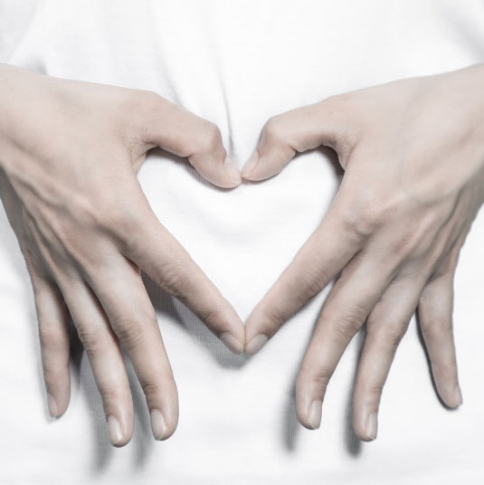 two hands in the shape of a heart used to illustrate gut zoomer, a medical weight loss technology
