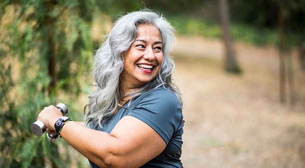 older woman working out after starting GLP-1 medication in North Shore, IL