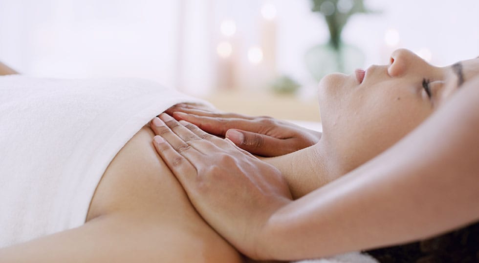 woman getting a lymphatic drainage massage in North Shore, IL